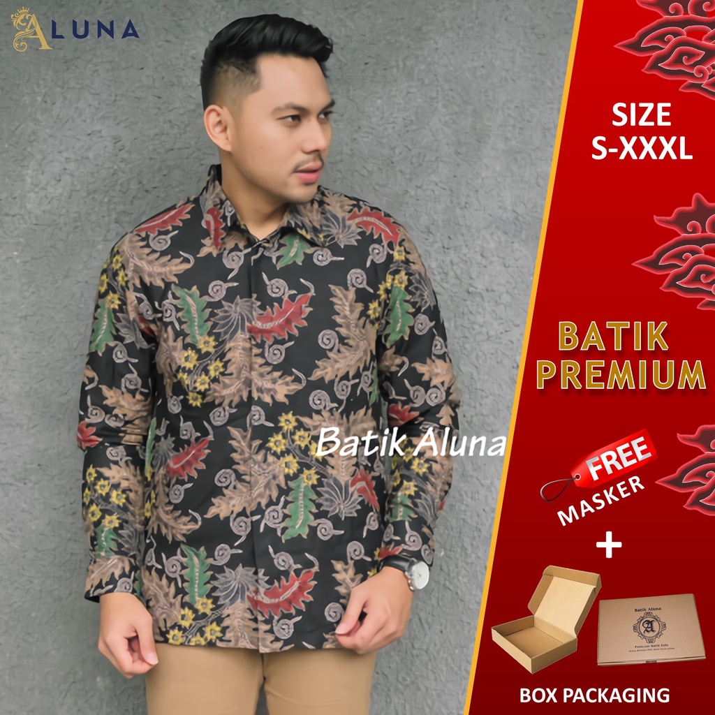 BAJU KEMEJA BATIK PRIA COWOK LENGAN PANJANG REGULER PREMIUM ORIGINAL MODERN KANTOR JUMBO ALUNA 109