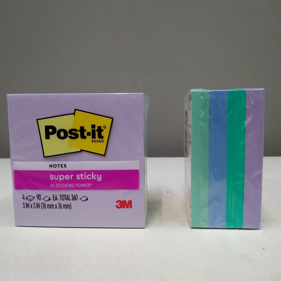 

InJO 3M Post It Super Sticky Notes 654-4SS-BLU Blue 3 inch x 3 inch