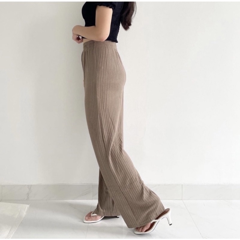 Misoo Pants 785 | Celana Kulot Knit Wanita Tebal - Celana Kulot Highwaist - Cullote Knit Pants