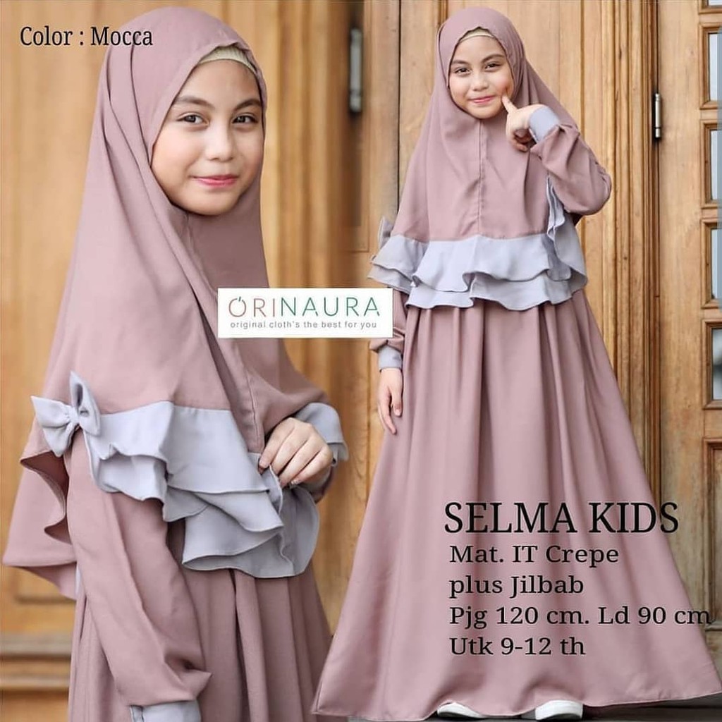 Selma Kids Gamis Syari Set Khimar Anak Usia 9 12 Tahun Baju Gamis Anak Perempuan 12 Tahun Shopee Indonesia