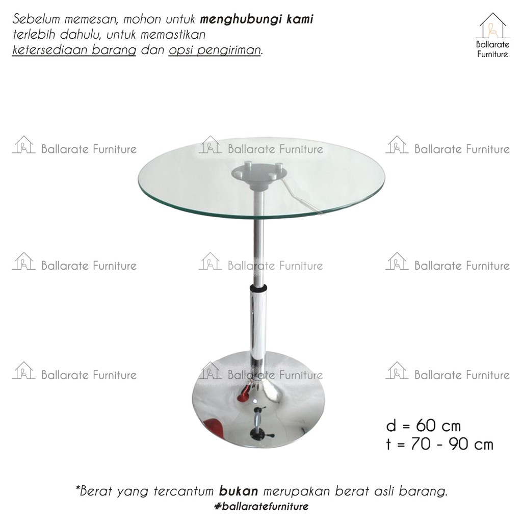 Meja Kaca Bar Bulat Hidrolik
