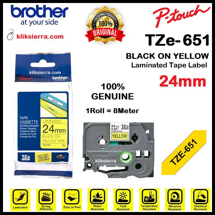 

Brother Tze-651 24Mm Ptouch Tape Label Barcode Tze651 Black On Yellow