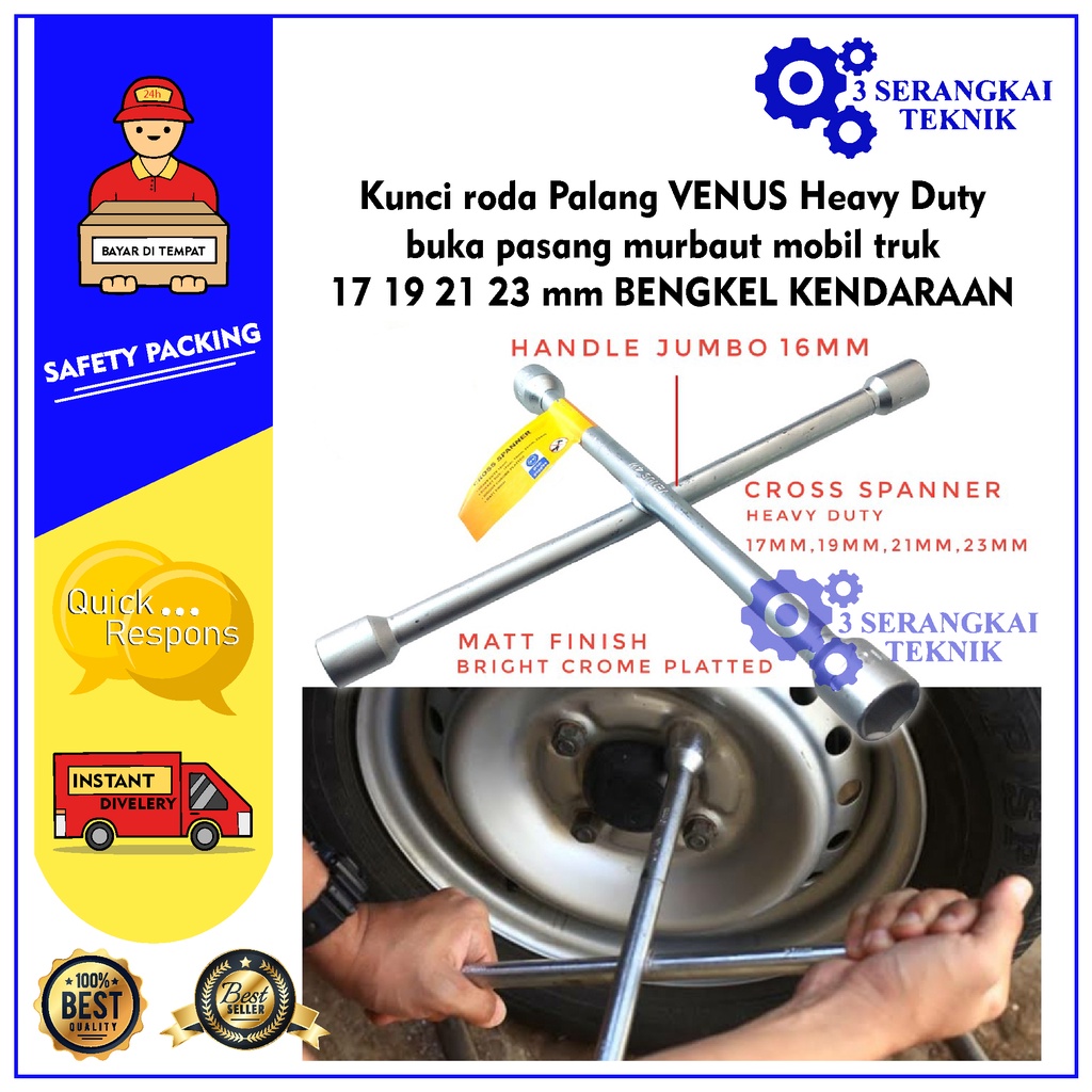 Kunci roda Palang VENUS Heavy Duty 17 19 21 23 mm BENGKEL KENDARAAN