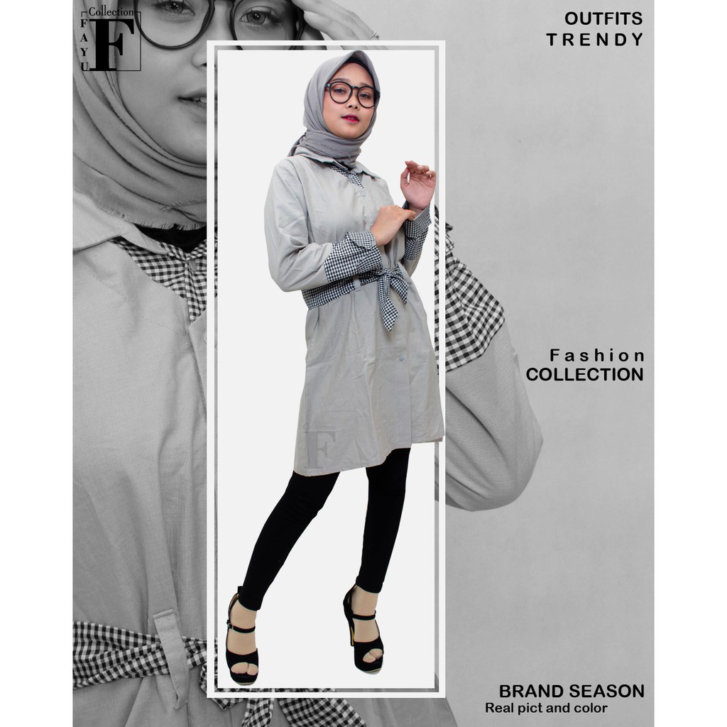 Tunik Kombinasi Kotak Fayu