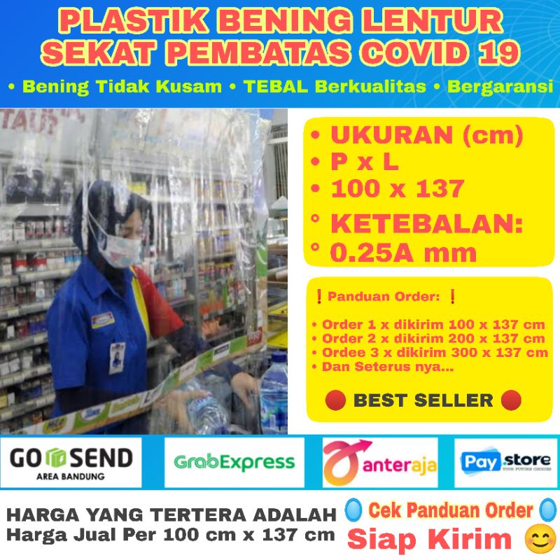 Tirai Pembatas Plastik Bening / Transparan / Tirai Plastik / Barrier / Plastik Barir / barier