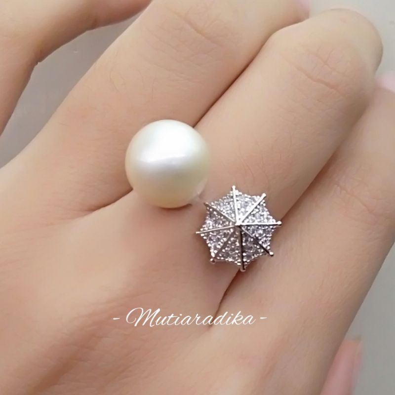 Cincin Rodhium Mutiara Model Payung