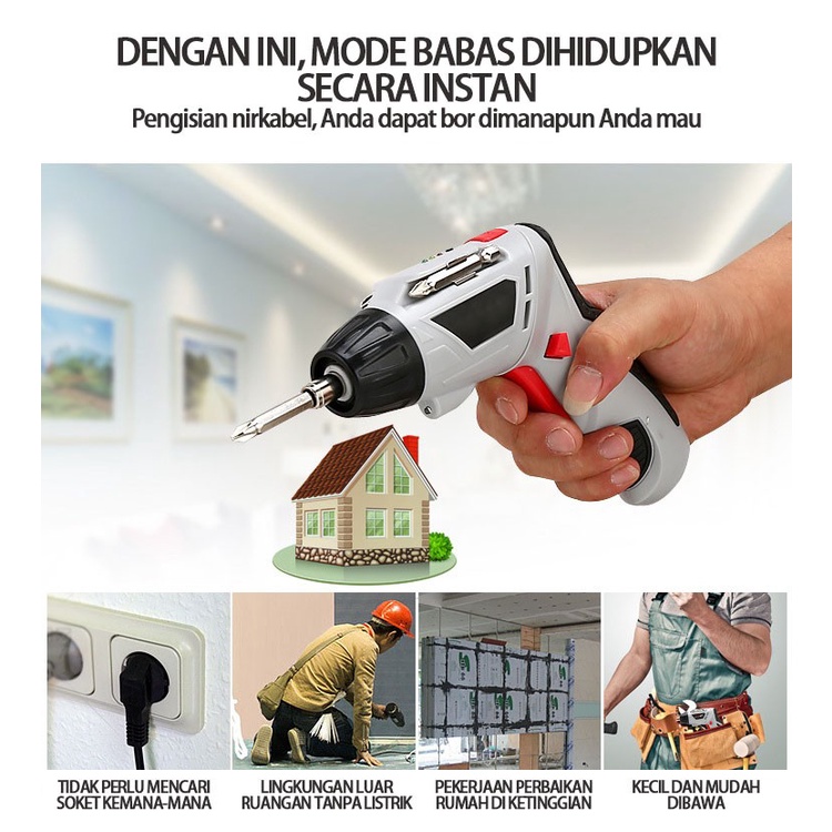 [BISA COD] Mesin Bor Cordless Mini 47pcs Set 4.2V / Screwdriver Baterai / Mesin obeng USB multifungsi portabel listrik