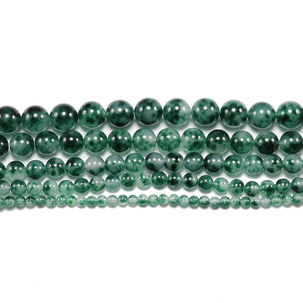 1 strand/lot Manik-manik hijau giok alami bulat manik-manik spacer longgar untuk membuat perhiasan gelang DIY