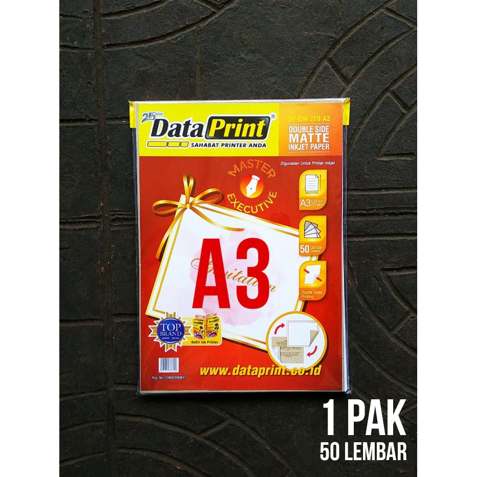 [Pak - 50 Lembar] Data Print Double Side Matte 220 gsm A3 / DP-DM-220-A3 Dataprint