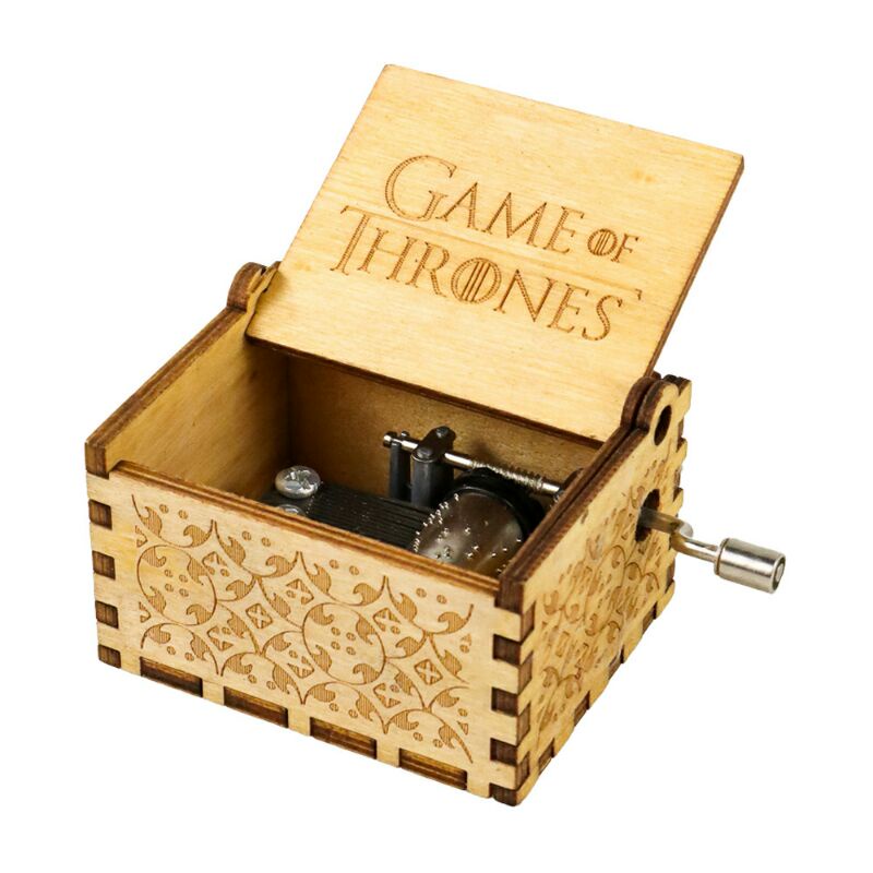 Kotak Musik Antik Music Box Game Of Thrones Engraving Adq0194 Wooden