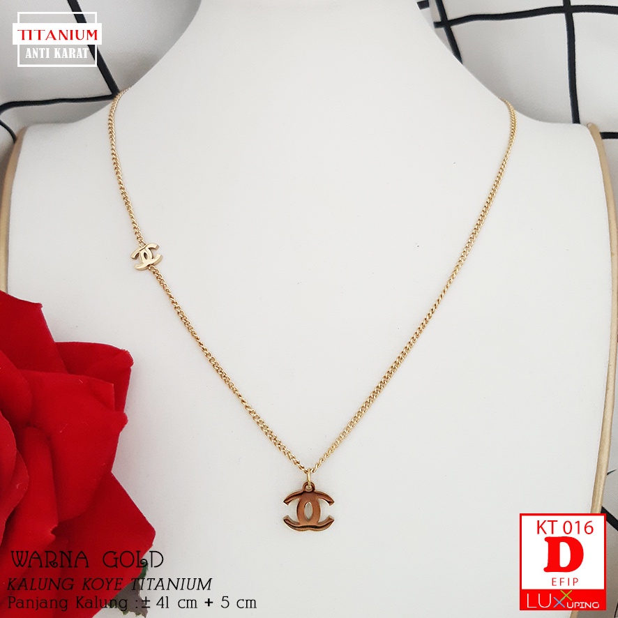 KT 016 Kalung Titanium Wanita Dewasa Mata Sirkon Anti Karat Selamanya Luxx Xuping