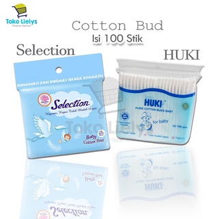 Huki Cotton buds bayi isi 100 pcs Huki Baby Pembersih Telinga-BELLA SHOP