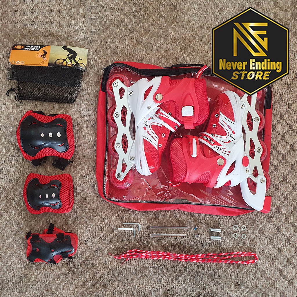 Sepatu Roda Anak Fullset Lengkap atau Inline Skates Sepaturoda dengan Pengaman Helm dan Dekker
