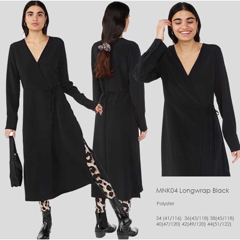 Monki Black Longwrap Dress - monki Original - dress branded