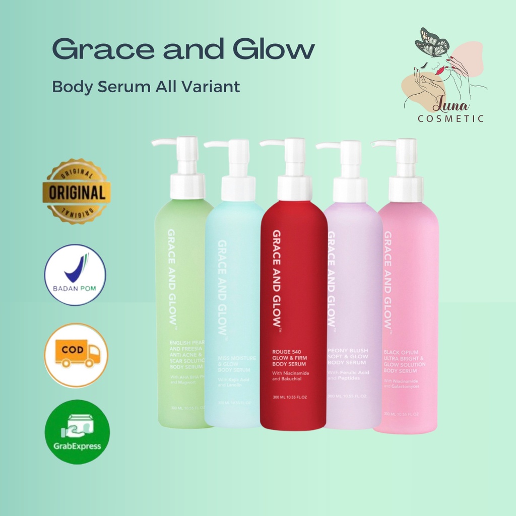 Grace and Glow Body Serum Black Opium / English Pear / Miss Moisture / Rouge 540 / Peony Blush / Grace &amp; Glow Body Serum 300ml /  Grace and Glow Body Serum