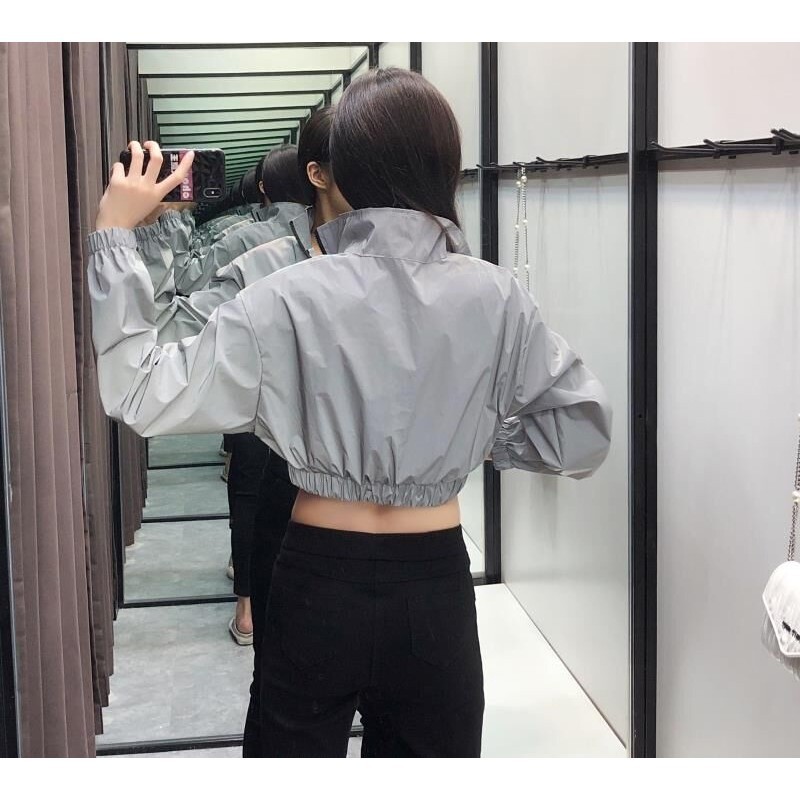 [baju wanita korea]  Sporty Crop Jacket Jaket Olahraga Fashion Wanita Korea Import