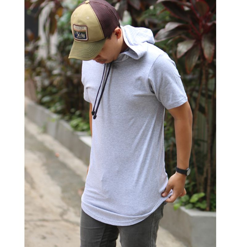 kaos Hoodie polos longline size S-5XL