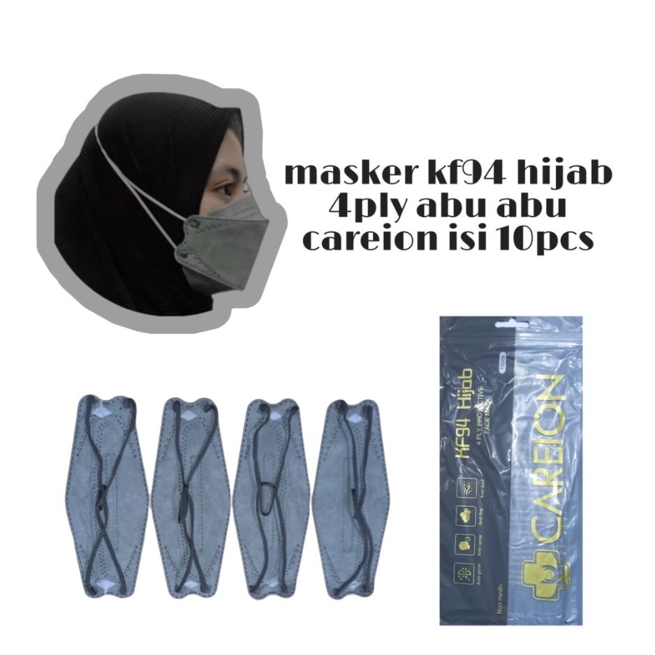 PROMO!! MASKER KF94 HIJAB MASKER KF94 HEADLOOP CAREION 3D 4PLY ISI 10