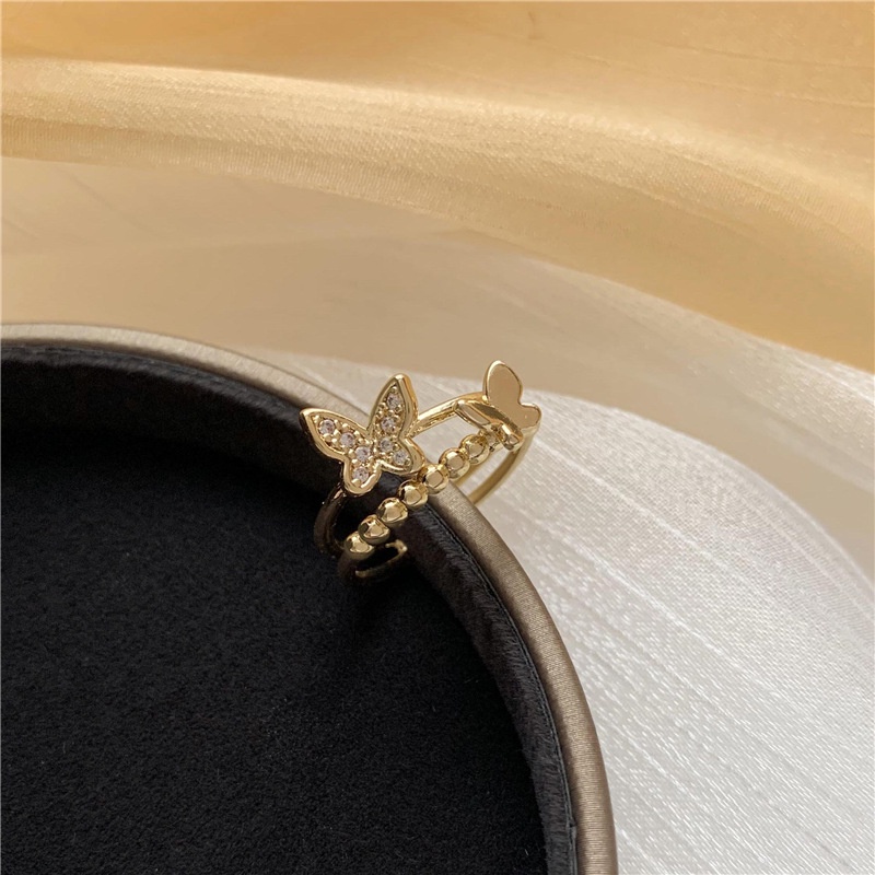 Fashion Luxury Butterfly Gold Rings Korean Elegant Wedding Ring Women Jewelry Accessories Gift