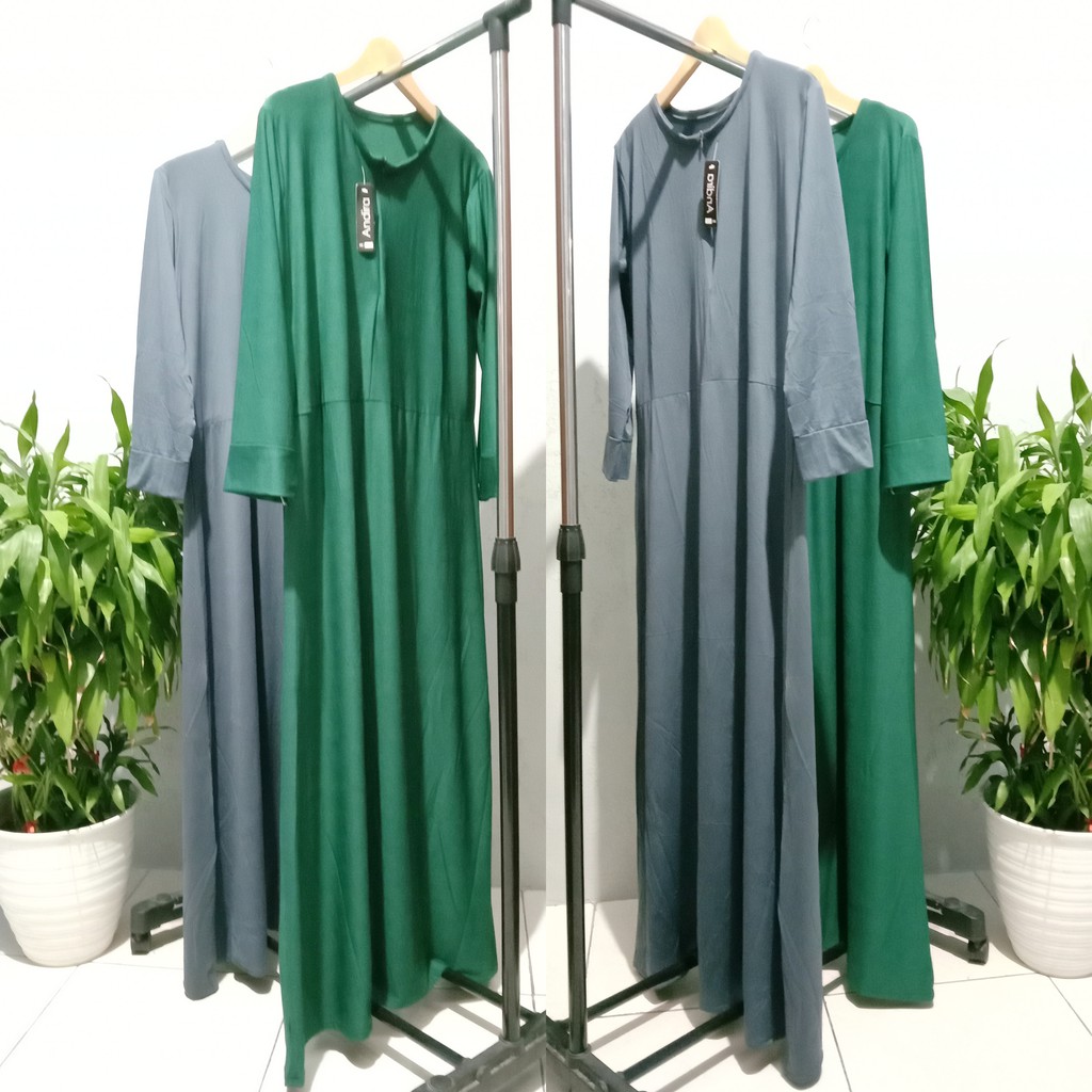 GAMIS POLOS JERSEY WARNA HIJAU BOTOL DAN ABU-ABU