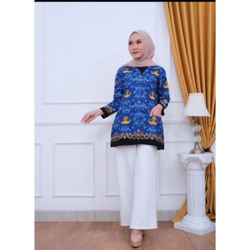 Seragam Korpri Wanita Terbaru 2024  Kerah Hitam Lapis Furing &amp; Non Furing ukuran M L XL XXL bahan katun 40c - Baju Korpri Wanita Terbaru