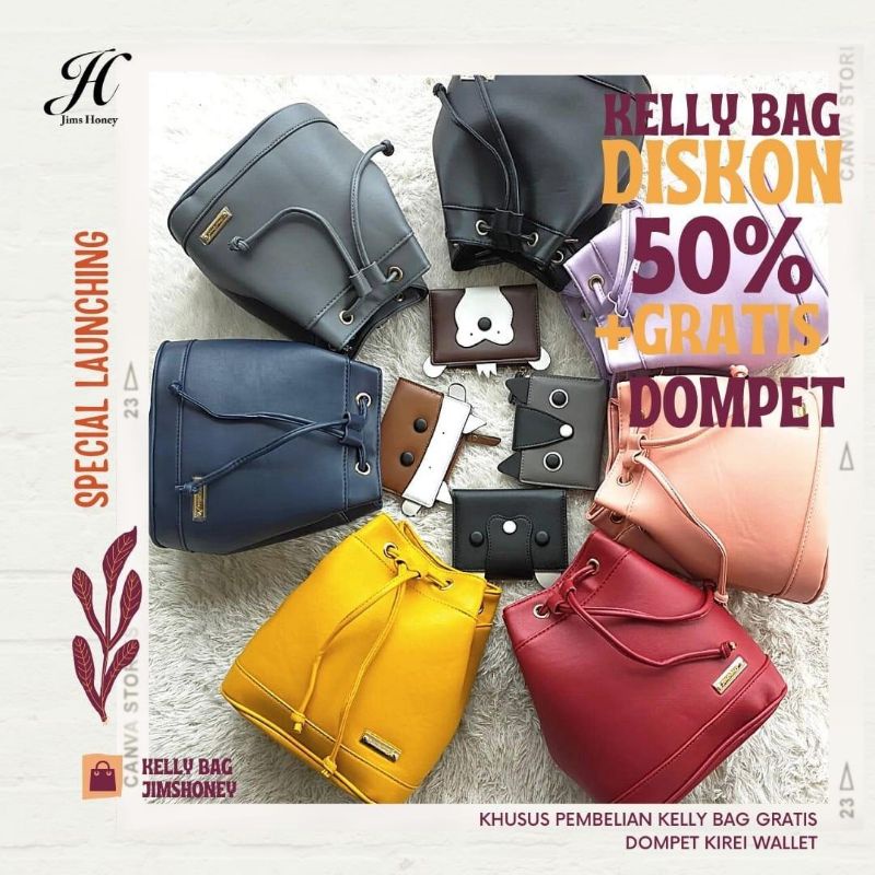 CELLY BACKPACK JIMS HONEY / TAS RANSEL SERUT WANITA FREE DOMPET