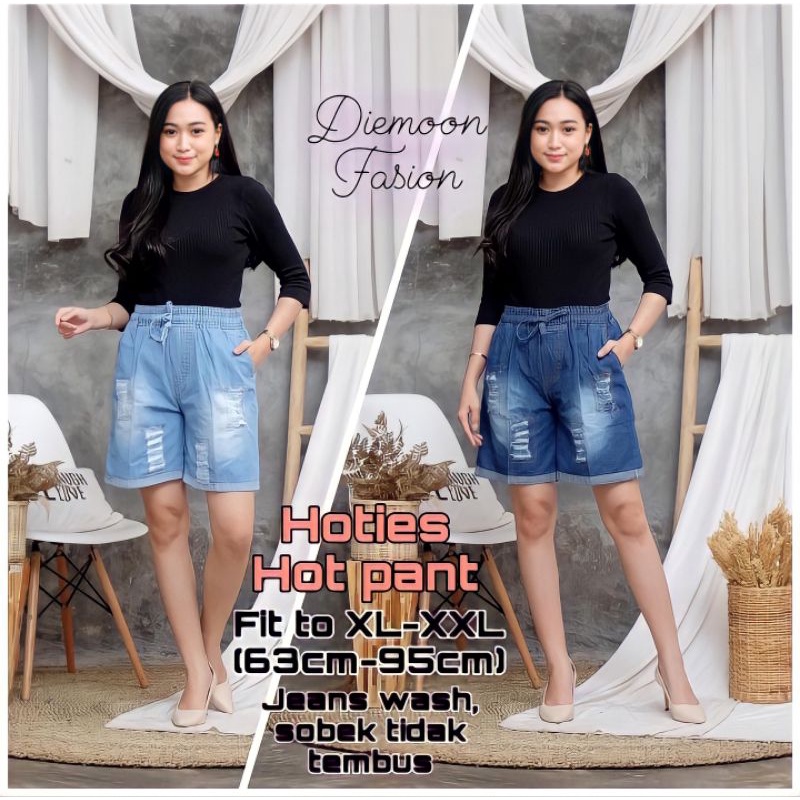 COD Fit XL-XXL celana pendek jeans HOTIES hot pants sobek tidak tembus Seksi Rekomendassi Artis