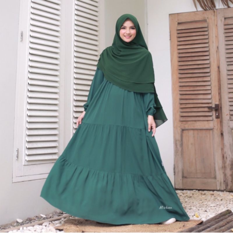 (SALE) GAMIS POLOS KILLA BASIC DRESS MICHAN WARNA EMERALD