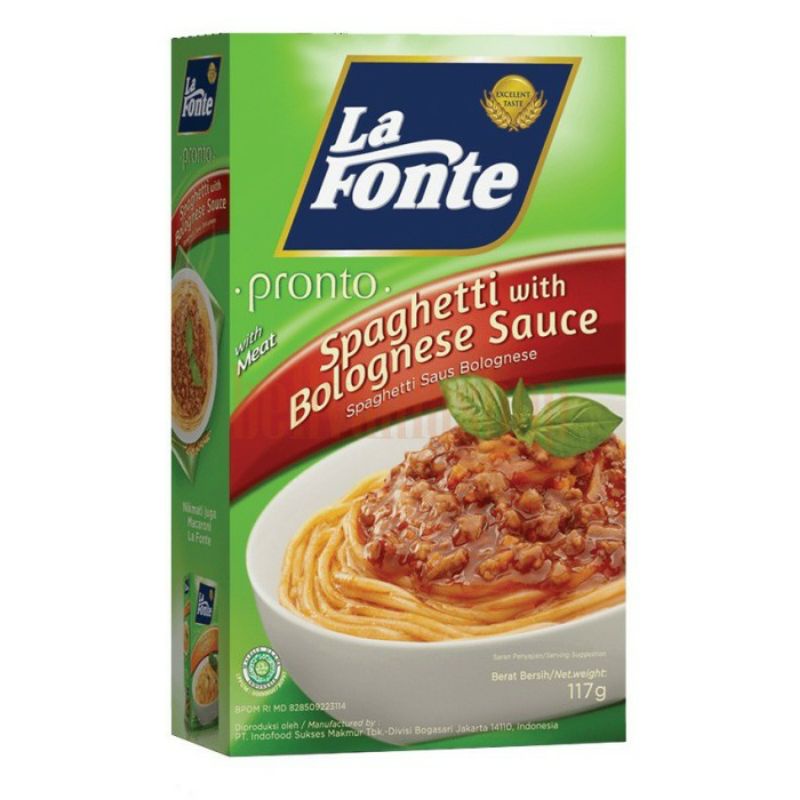 

La Fonte Spaghetti Saos Bolognese 117gr = 1 porsi