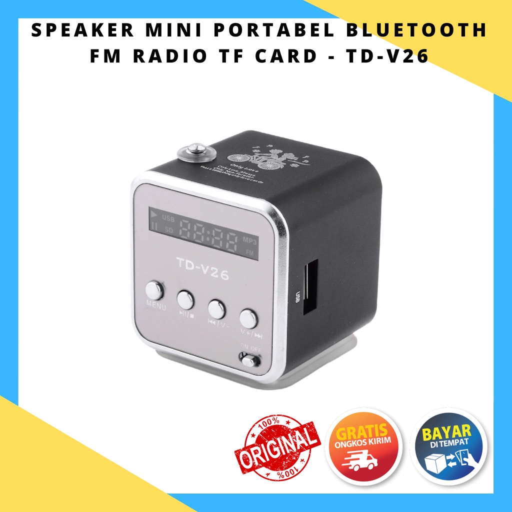 Speaker Mini Portabel Bluetooth FM Radio TF Card - TD-V26