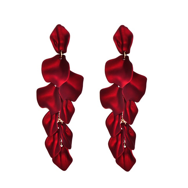 LRC Anting Tusuk Fashion Alloy Resin Leaves Tassel Earrings F91351