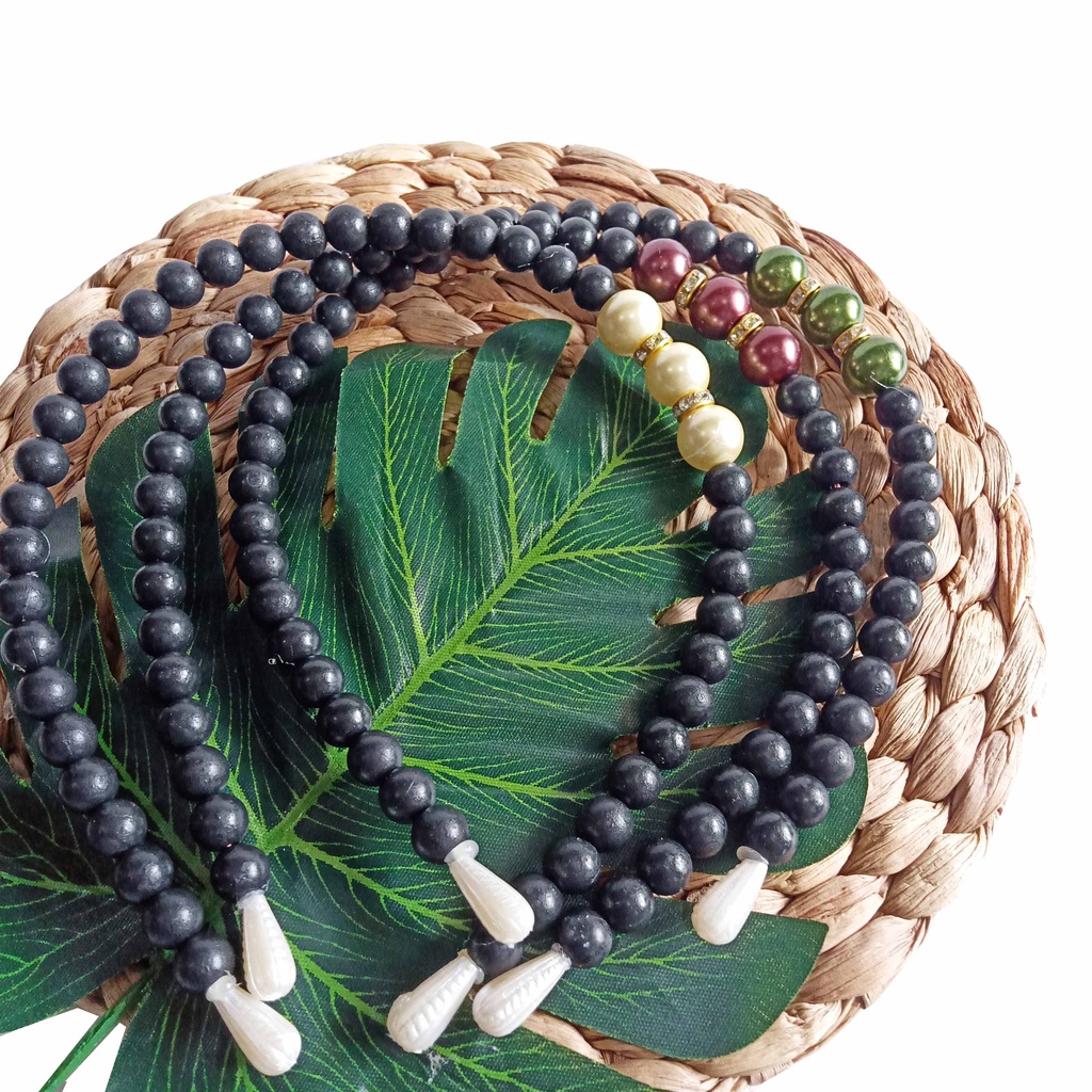 6 pcs Bando Mutiara Hitam Mote Warna Ukuran Dewasa