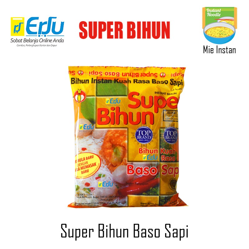 

Super Bihun Baso Sapi Instan Bihun Kuah Rasa Baso Sapi Enak Rasanya Mudah Masaknya - 51gr