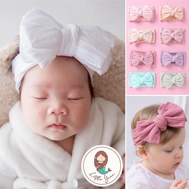 LITTLE YURA - Big Soft Crinkle Headband / Bandana Bayi Jumbo / Newborn Headband Nylon Baby / Pita Besar Bayi dan Anak / Aksesoris Bando Anak