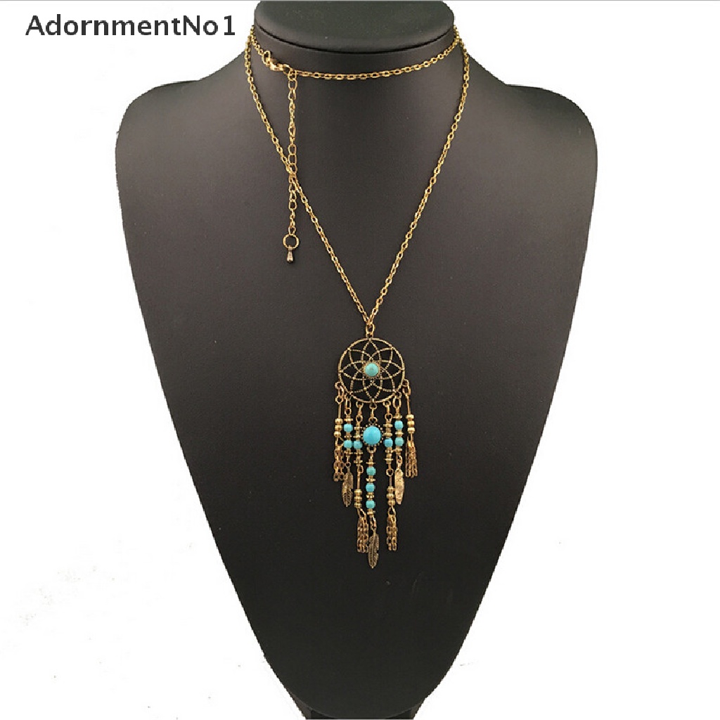 (AdornmentNo1) Kalung Rantai Panjang Liontin Dream Catcher Aksen Rumbai Gaya Vintage Bohemia Untuk Wanita