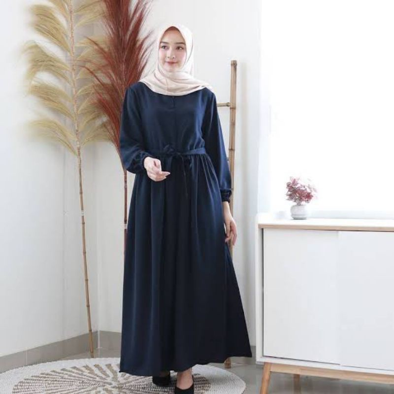 [Bisa COD] Baju Muslim Wanita Gamis Serut Terbaru Disain Kekinian [Moscrepe]