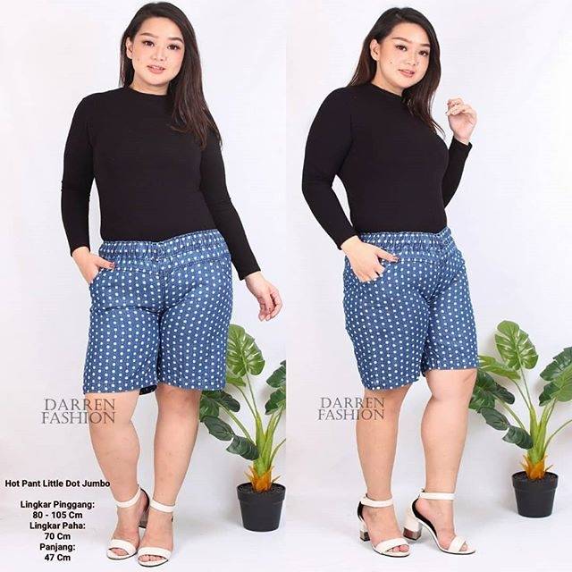 Celana Pendek Wanita Jumbo Hot Pant Little Dot Big Size