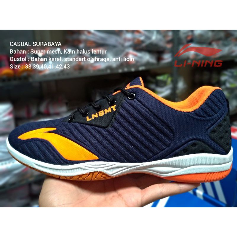 Sepatu Olahraga Badminton Lining Grade Original Navy Orange