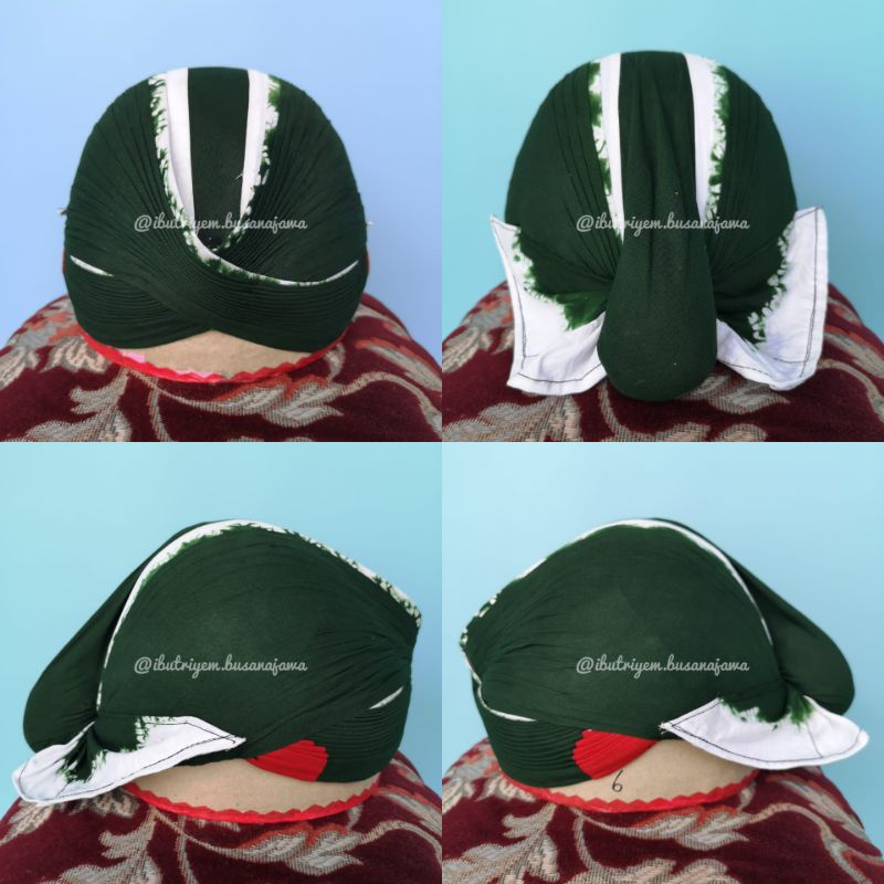 Blangkon Jogja Mataraman Alusan Batik Jumputan Hijau Putih