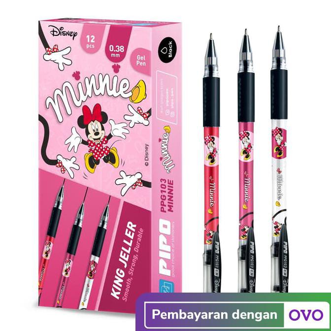 

PPG103 PIPO Minnie Mouse Pulpen Lucu 0.38mm isi 12 pcs tinta hitam
