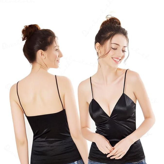 PRODUK LARIS TANK TOP WANITA POLOS■ SATIN TANKTOP BRALETTE / TANKBRA / TANKTOP WITH CUP BRA PROMO