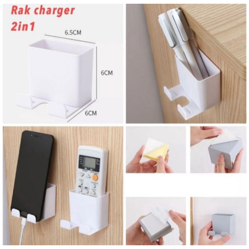 HOLDER 2 in 1 MULTI FUNGSI RAK CHARGER TEMPAT CAS  HP REMOT TV DAN AC DLL