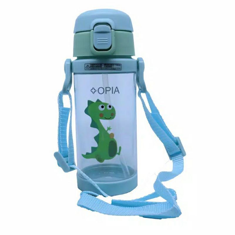 Opia Tritan Kids Bottle With Strap 350ml Green - Peralatan Makan MPASI