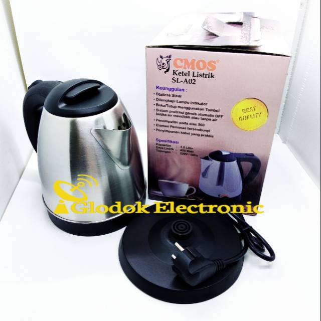 TEKO LISTRIK CMOS SL-A02 1.5 LITER KETEL LISTRIK CMOS SL-A02 1.5 LITER PEMANAS AIR LISTRIK 1.5 LITER