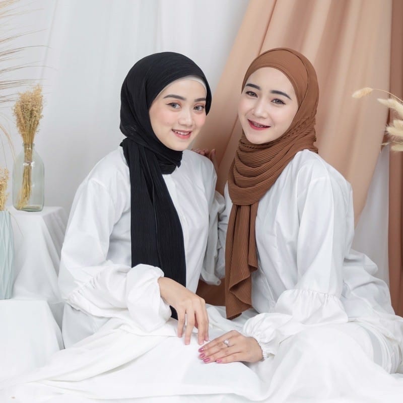 (RPA) PASHMINA LETSHI FULL PLISKET TANPA GARIS TENGAH DIAMOND PREMIUM