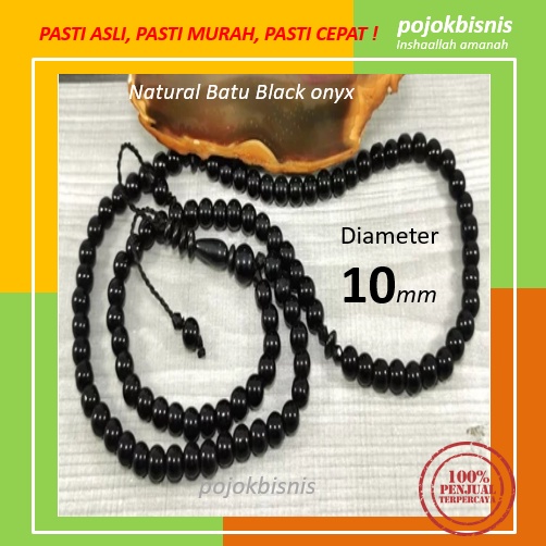 TASBIH 99 BUTIR BATU HITAM SIZE BESAR 10MM / TASBIH LIMBAD / KALUNG KOKKA HITAM POLOS