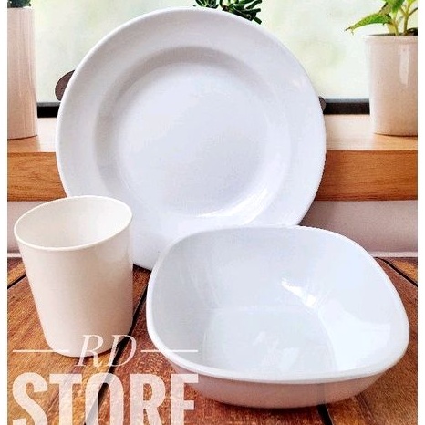 PROMO 3.PCS MIX / 1.PIRING 1.MANGKOK 1.GELAS MELAMINE POLOS