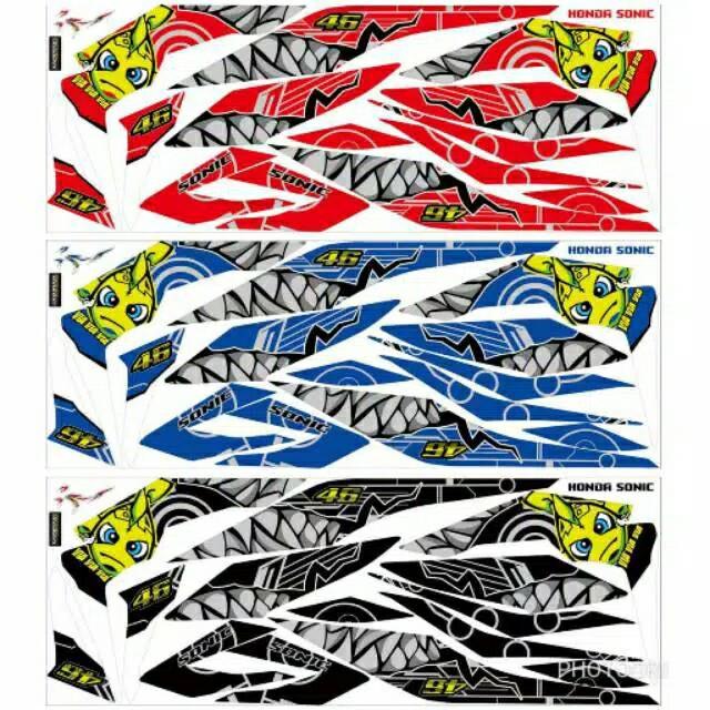 READY STOK BISA COD Striping variasi stiker lis bodi Honda sonic 150r HONDA SONIC 150 Motif shark hi