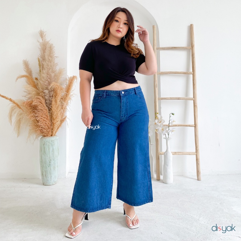 DISYAK - JUMBO Kulot Curvy High Waist Non Stretch Dark Blue 921