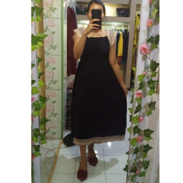 daster smoke daster arab daster renda daster batik daster pekalongan daster COD bayar ditempet-HITAM